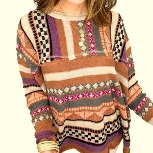 Easel Terra Cotta Boho Oversized Sweater